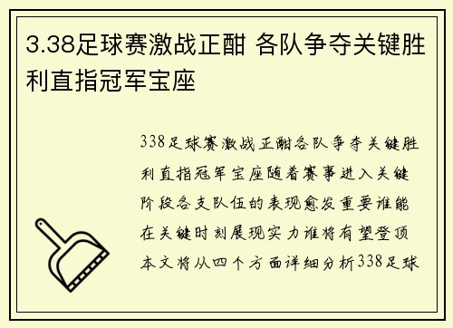 3.38足球赛激战正酣 各队争夺关键胜利直指冠军宝座